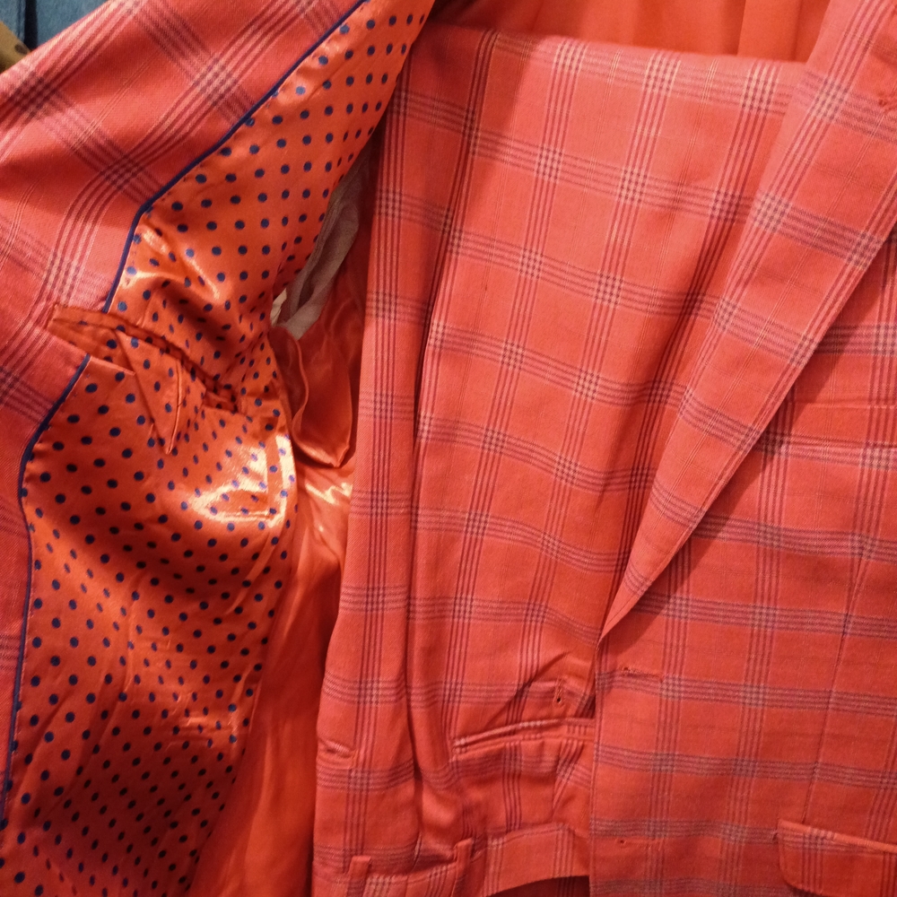 Men's Coral Plaid Blazer